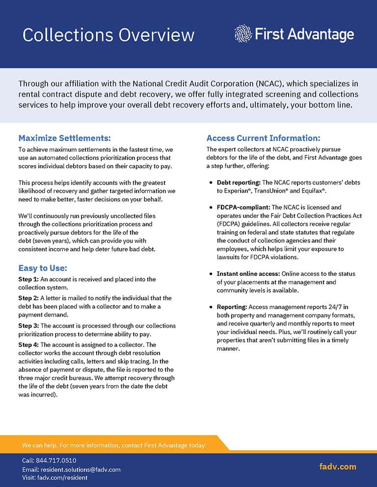Resident Collections Brochure PDF